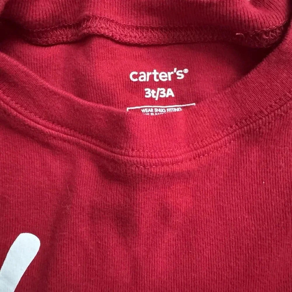 Carters Christmas Ho Ho Ho PAJAMA SET Toddler Size 3T Red White Striped - Picture 3 of 5